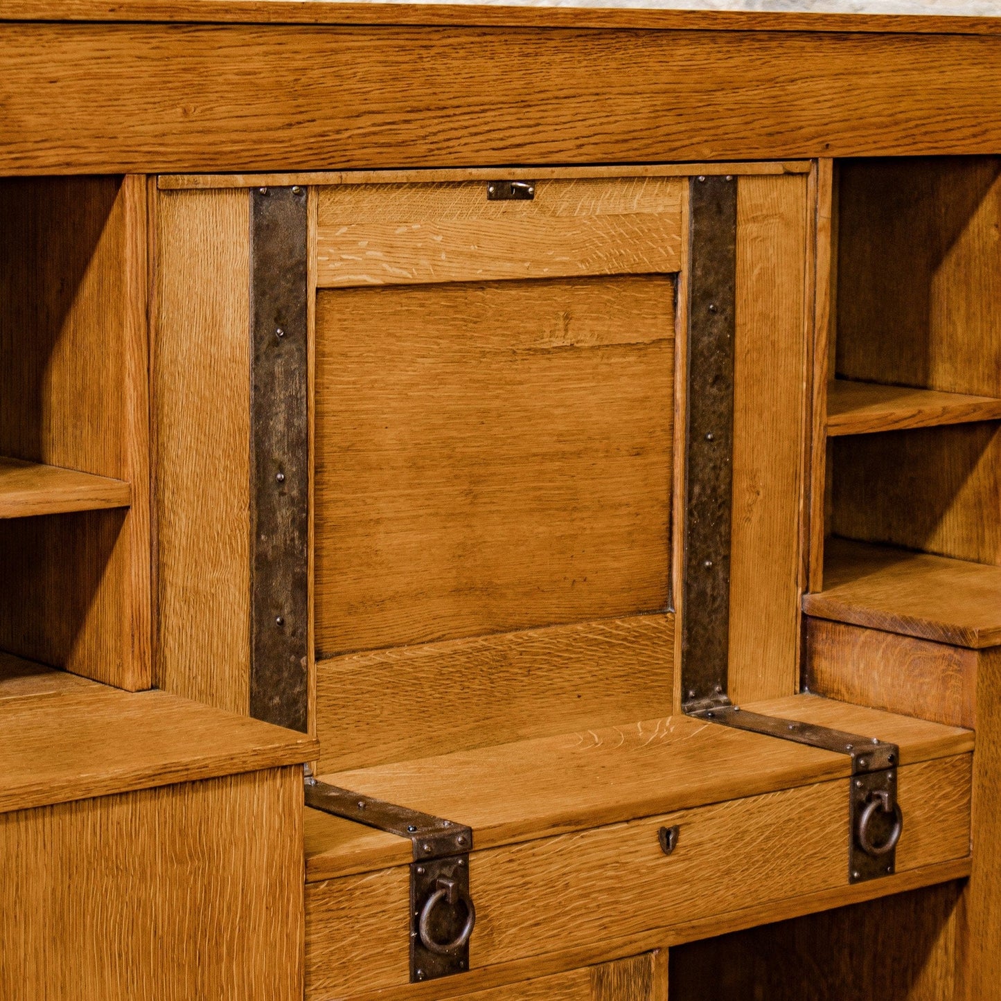 Liberty & Co Arts & Crafts English Oak Desk Designed by Leonard Wyburd c. 1920