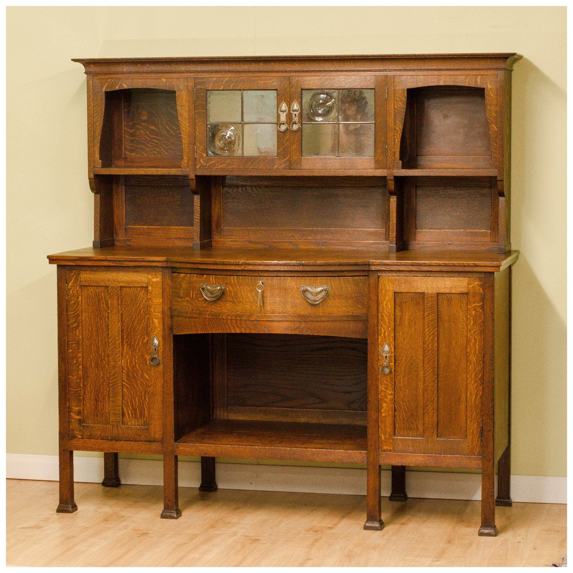 Liberty & Co Arts & Crafts Oak 'Milverton' Dresser with Heart Shaped Handles