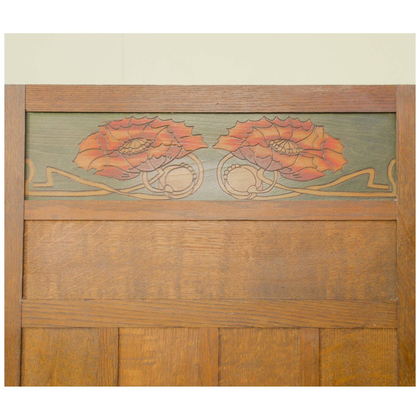 Liberty & Co Arts & Crafts Oak Three Fold Poppy Screen