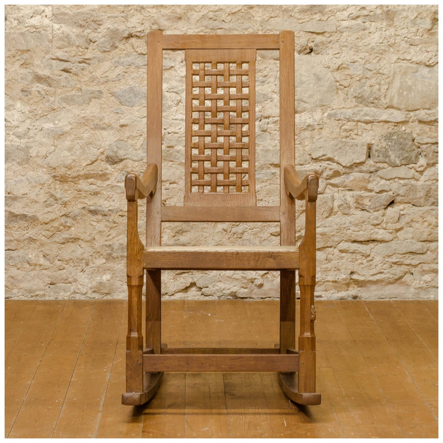 Peter Rabbitman Heap (Ex-Mouseman) Arts & Crafts Yorkshire School Oak Rocking Chair