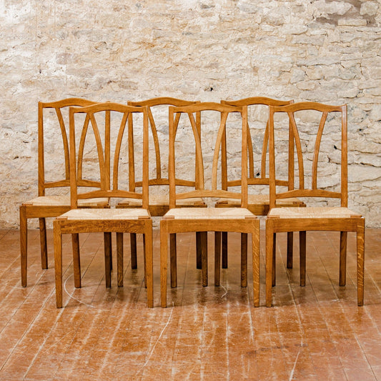 Peter Evans (Ex-Barnsley) Set of 6 Arts & Crafts Cotswold School Oak Chairs