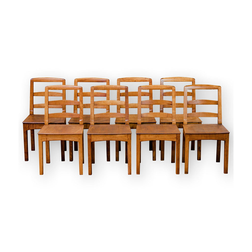 Set of 8 Peter Hall Arts & Crafts Lakes School English Oak Arched Rail ...