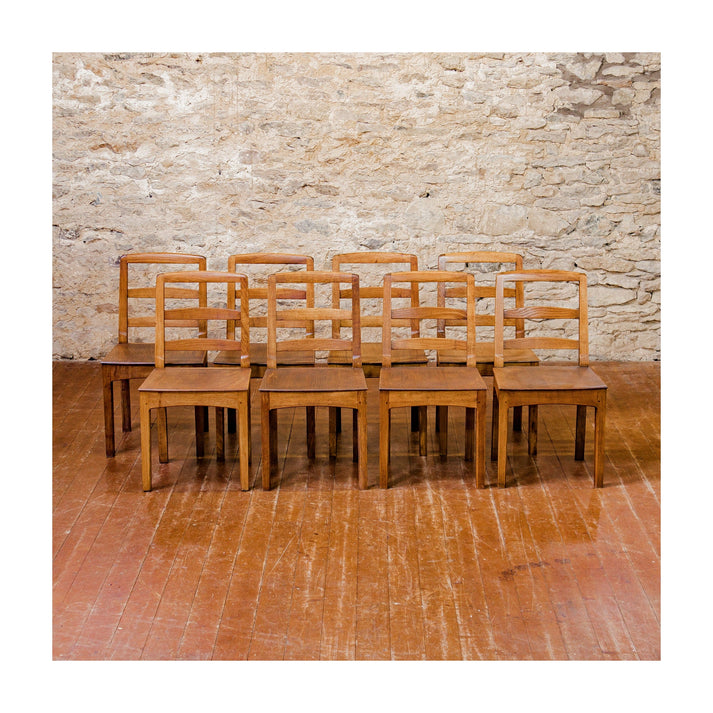 Set of 8 Peter Hall Arts & Crafts Lakes School English Oak Arched Rail ...