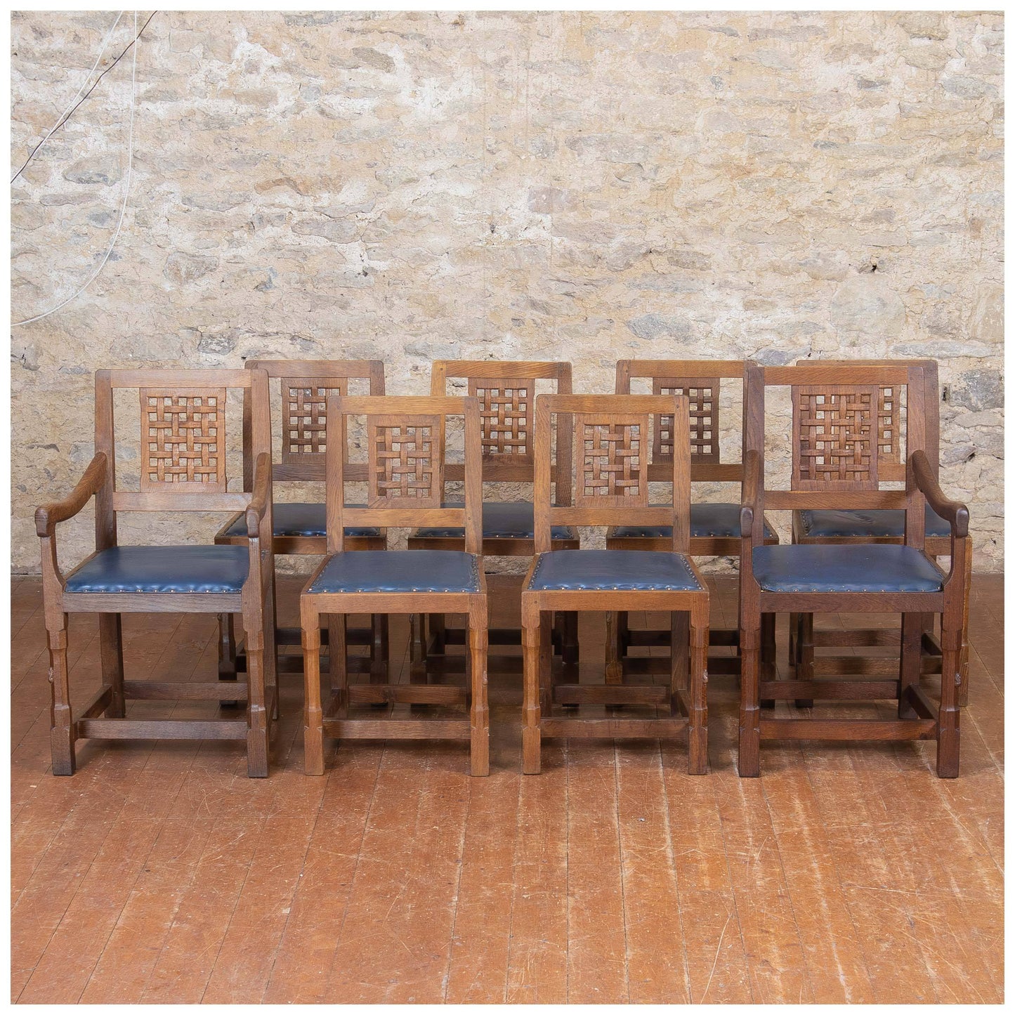 Rabbitman (Ex-Mouseman) Arts & Crafts Yorkshire School Oak Chairs c. 1975