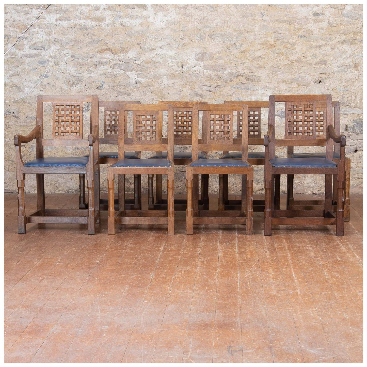 Rabbitman (Ex-Mouseman) Arts & Crafts Yorkshire School Oak Chairs c. 1975