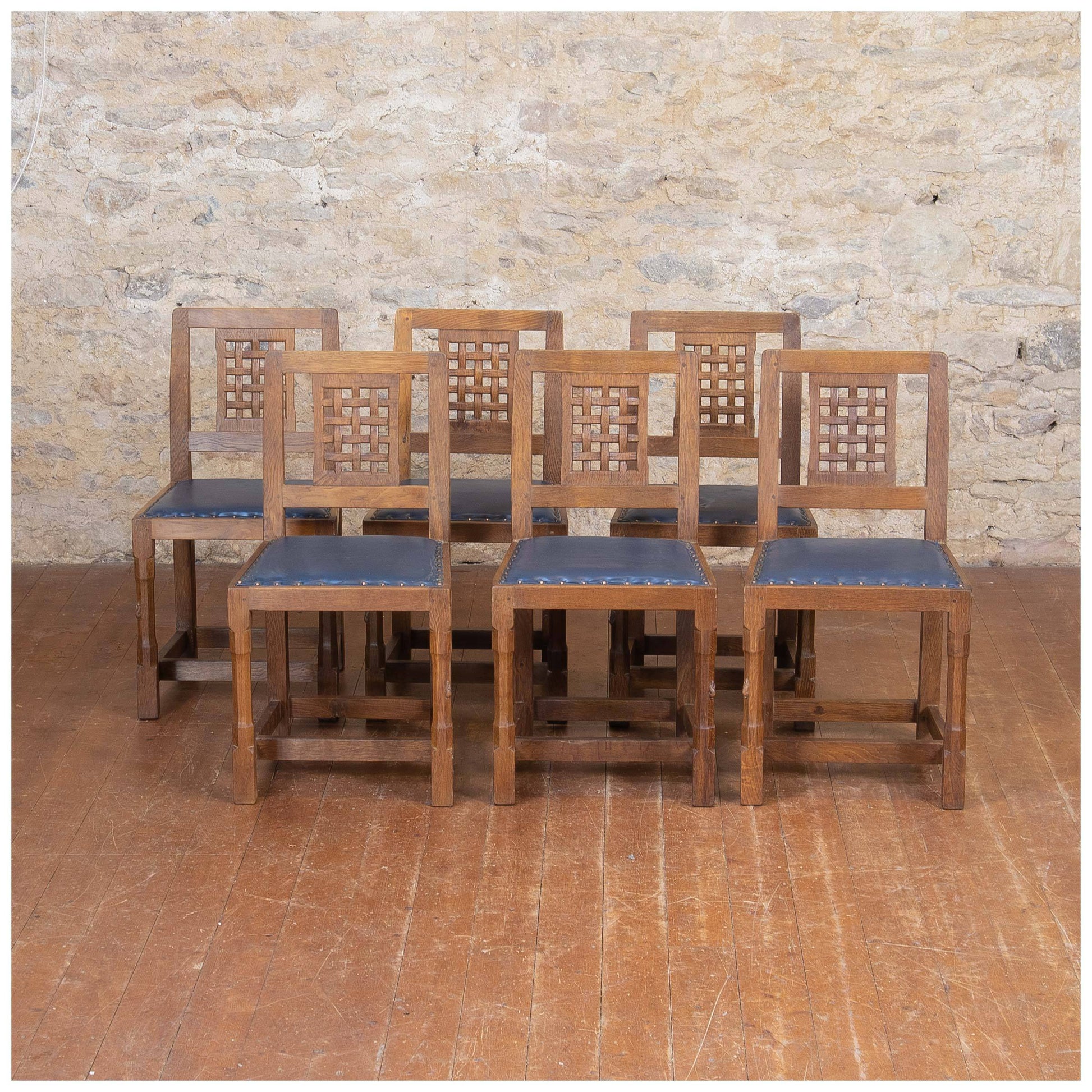 Rabbitman (Ex-Mouseman) Arts & Crafts Yorkshire School Oak Chairs c. 1975