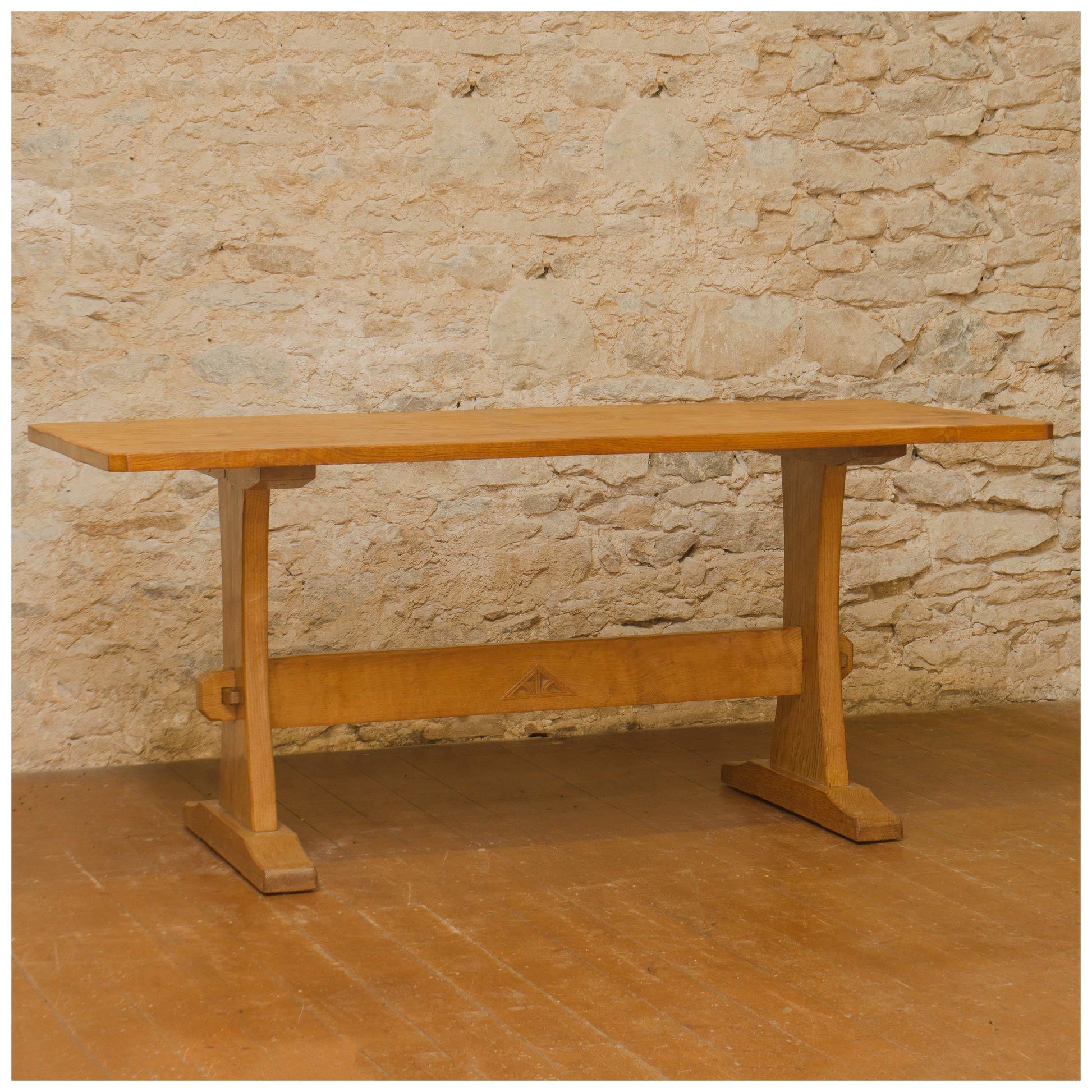 Robert Kingpost Ingham Arts & Crafts Yorkshire School English Oak Dining Table