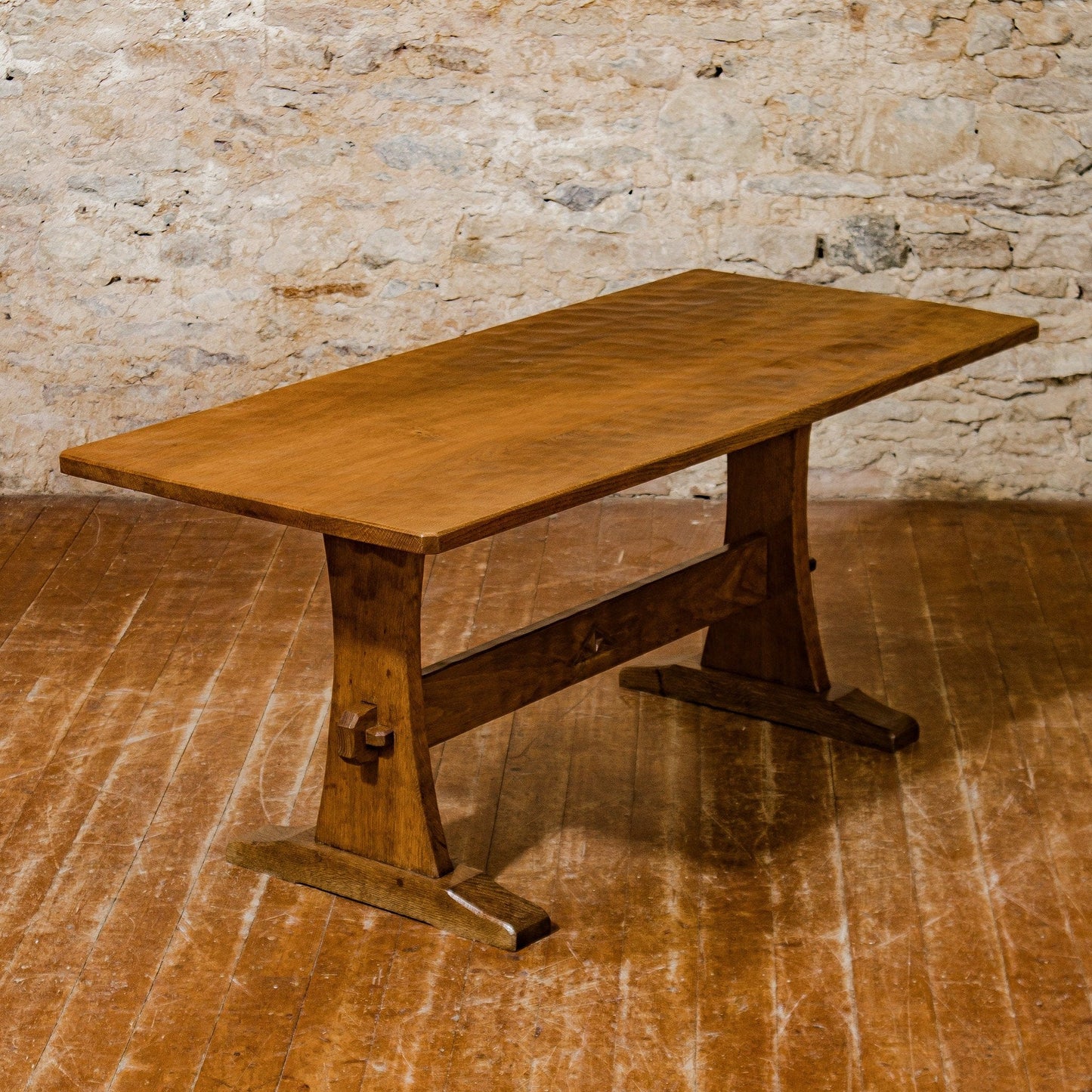 Robert 'Kingpost' Ingham Arts & Crafts Yorkshire School English Oak Dining Table