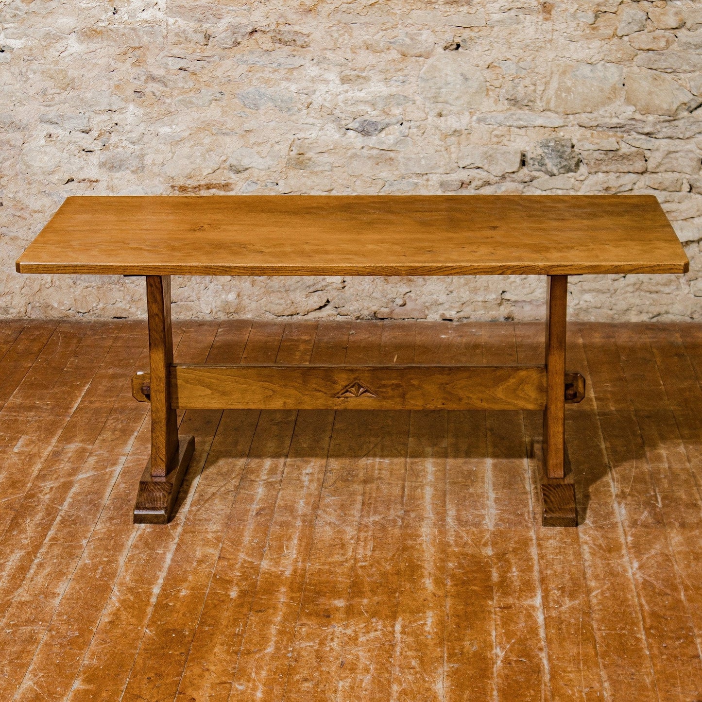 Robert 'Kingpost' Ingham Arts & Crafts Yorkshire School English Oak Dining Table