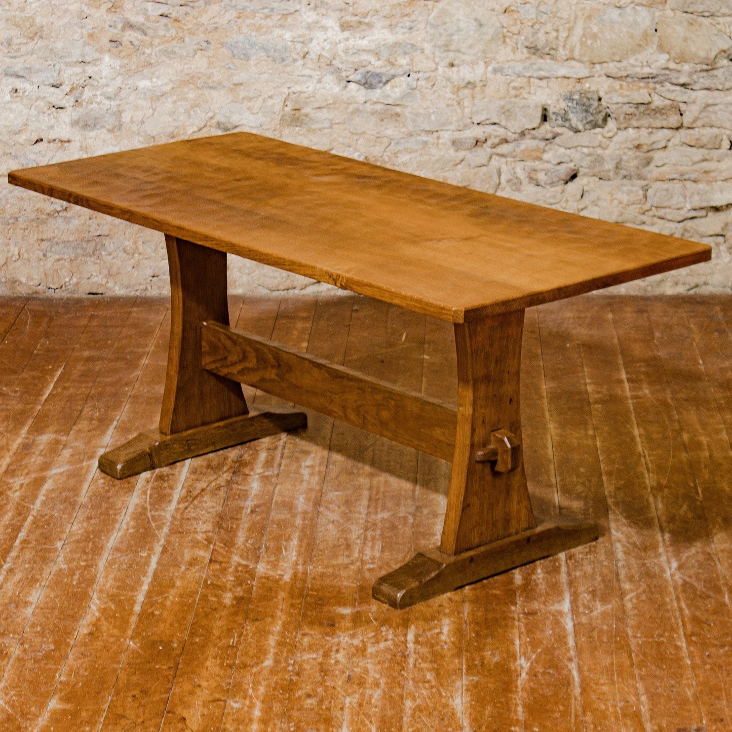 Robert 'Kingpost' Ingham Arts & Crafts Yorkshire School English Oak Dining Table