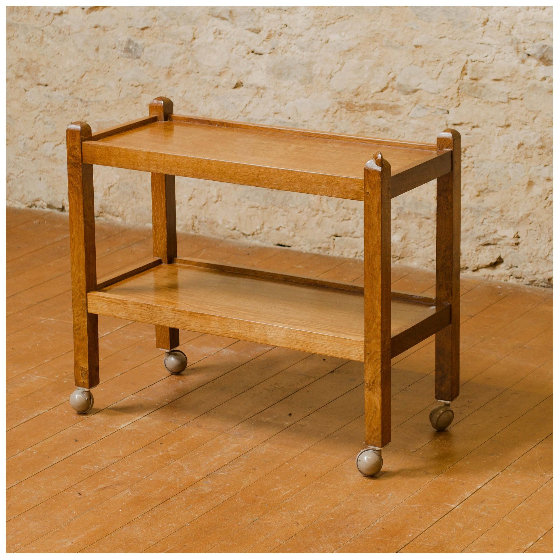 Robert Mouseman Thompson Arts & Crafts Yorkshire School English Oak Tea Trolley