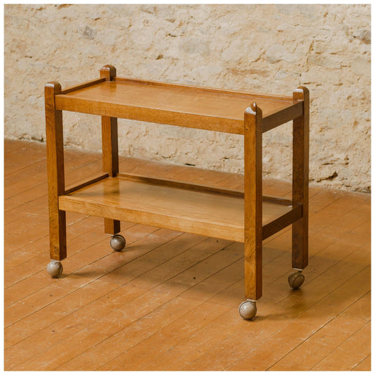 Robert Mouseman Thompson Arts & Crafts Yorkshire School English Oak Tea Trolley