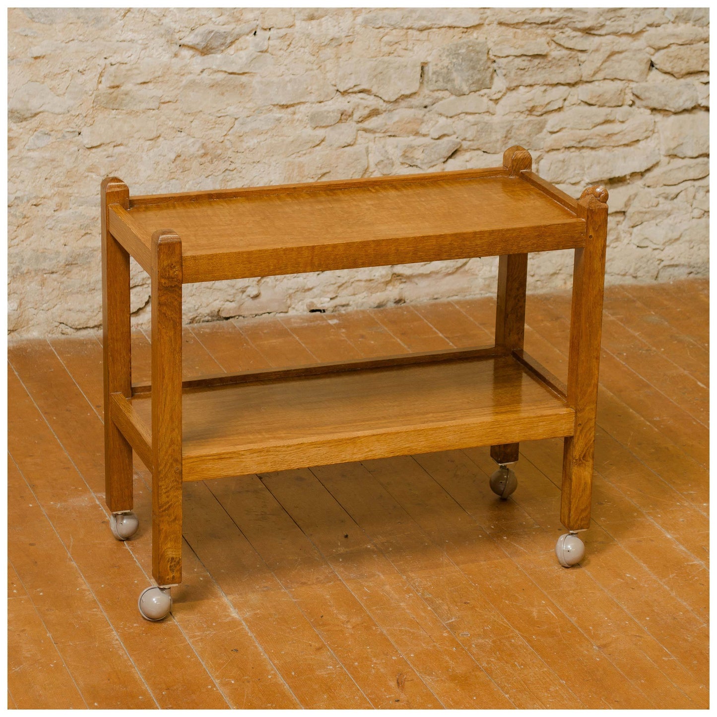 Robert Mouseman Thompson Arts & Crafts Yorkshire School English Oak Tea Trolley