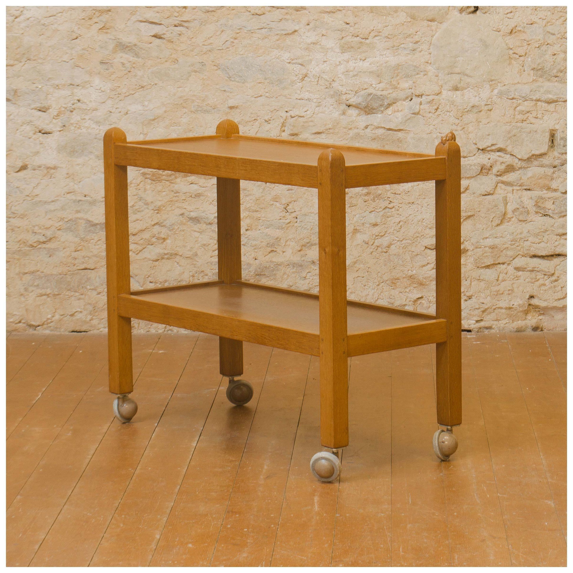 Robert Mouseman Thompson Arts & Crafts Yorkshire School English Oak Tea Trolley