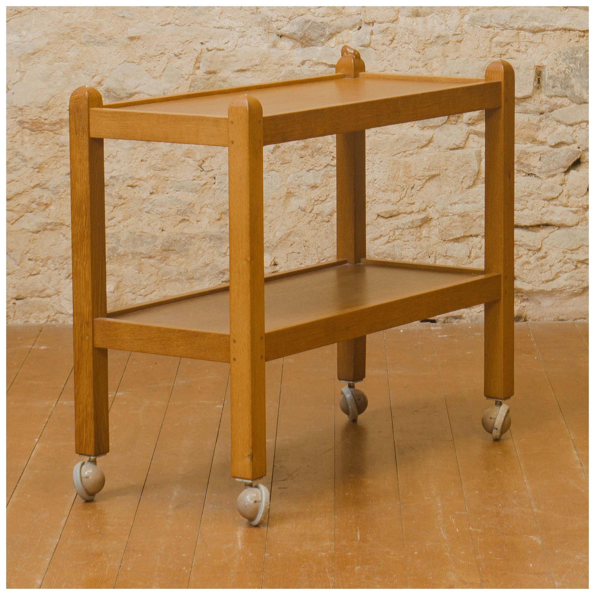 Robert Mouseman Thompson Arts & Crafts Yorkshire School English Oak Tea Trolley