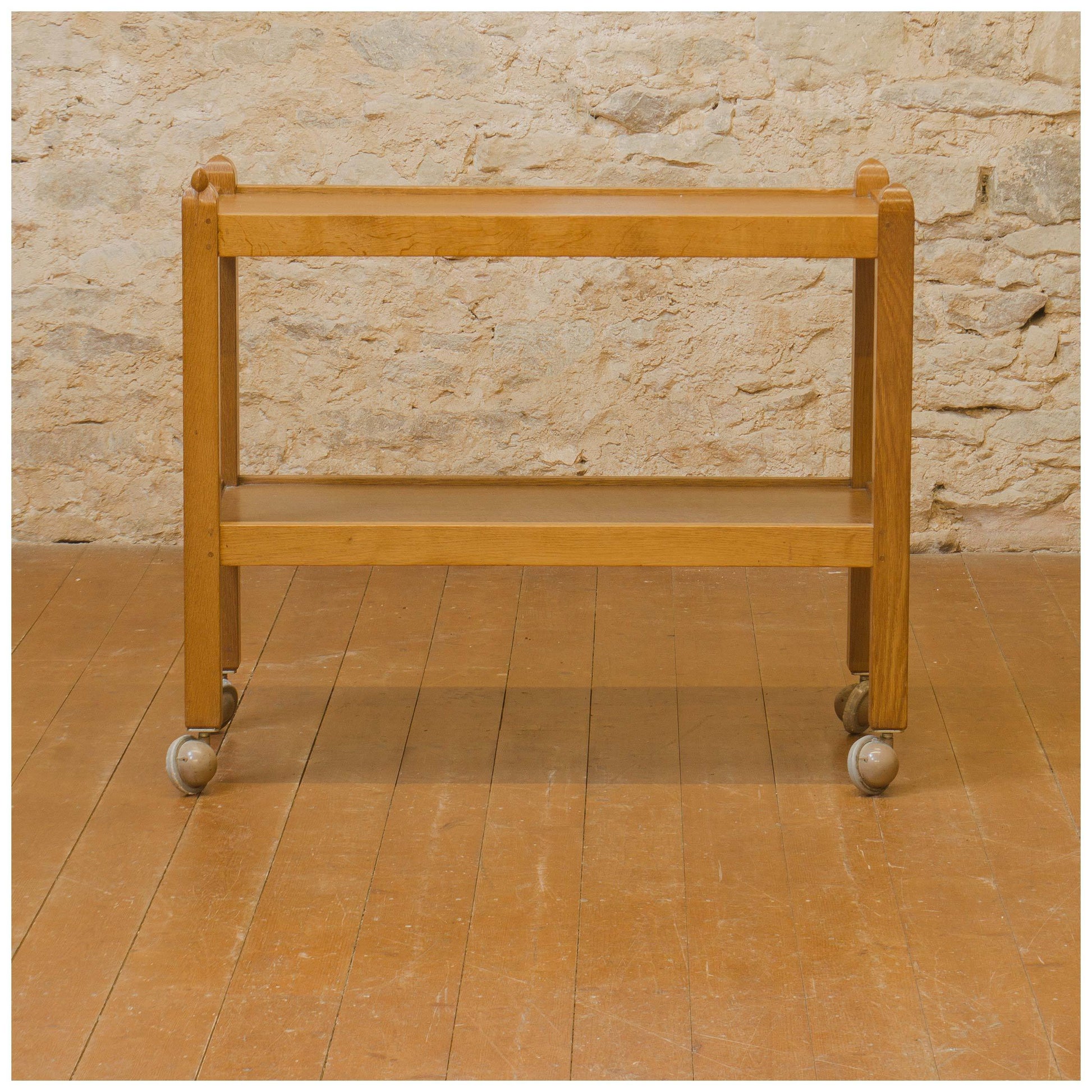 Robert Mouseman Thompson Arts & Crafts Yorkshire School English Oak Tea Trolley