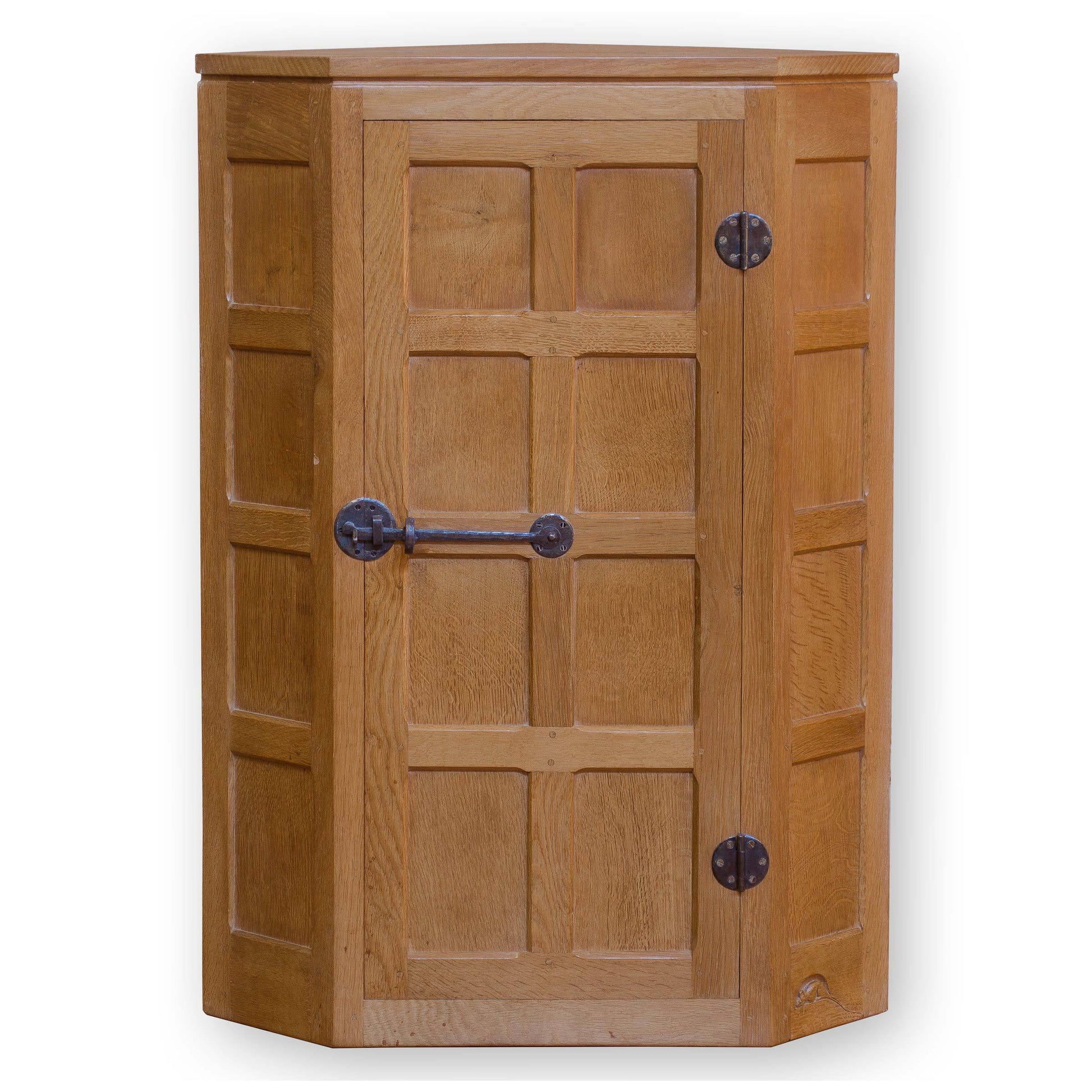 Robert 'Mouseman' Thompson Arts & Crafts Yorkshire School Oak Corner Cupboard
