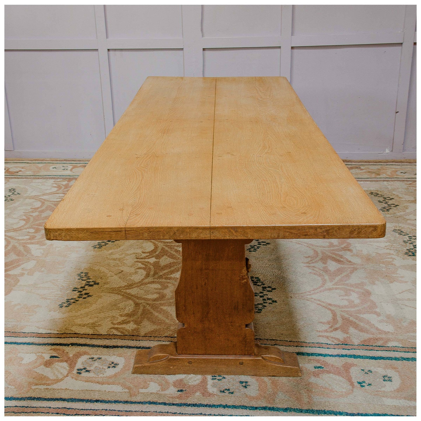 Robert Mouseman Thompson Arts & Crafts Yorkshire School Oak Dining Table c. 1960