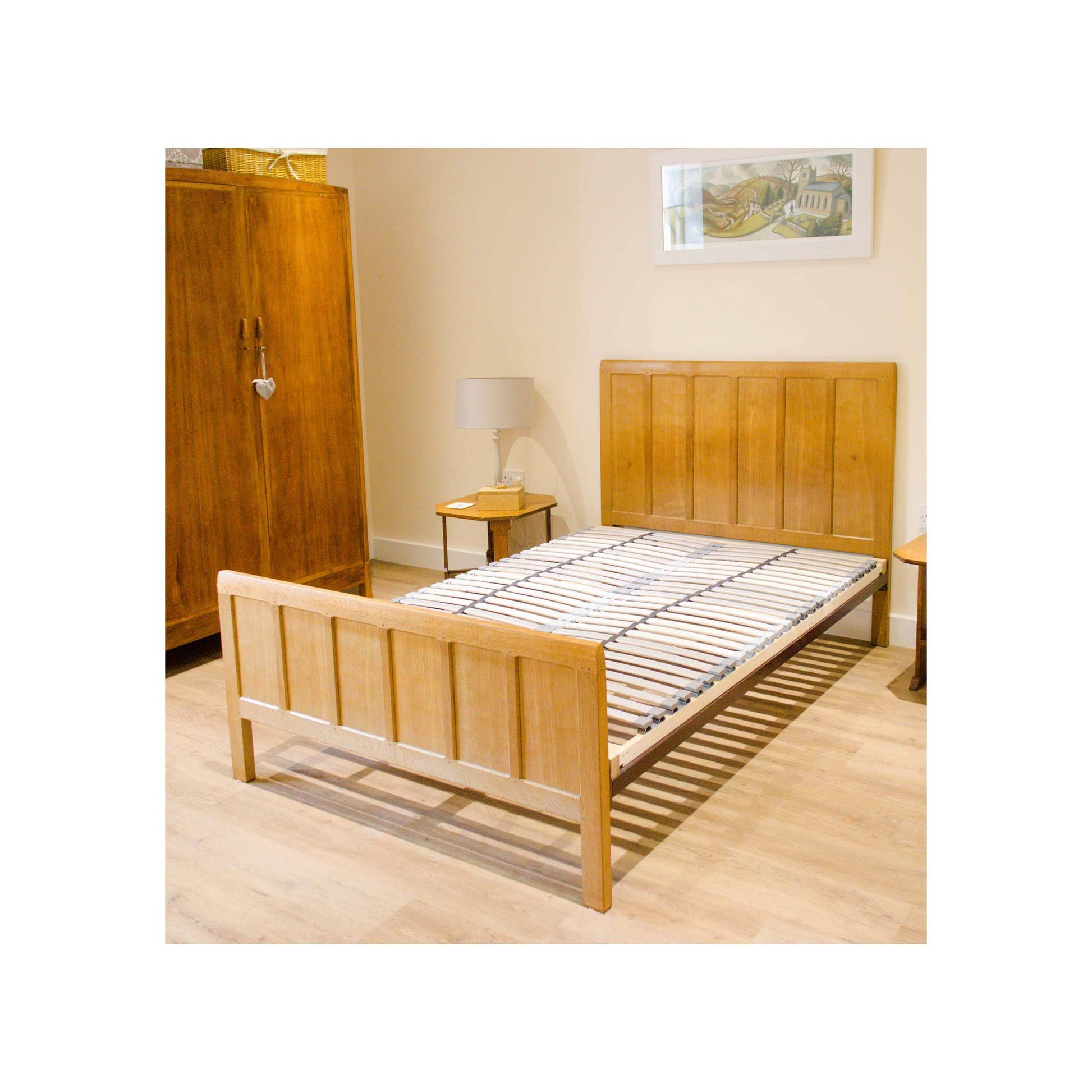 Robert 'Mouseman' Thompson Robert 'Mouseman' Thompson Antique Panelled Oak Double Bedstead 46 C. 1960