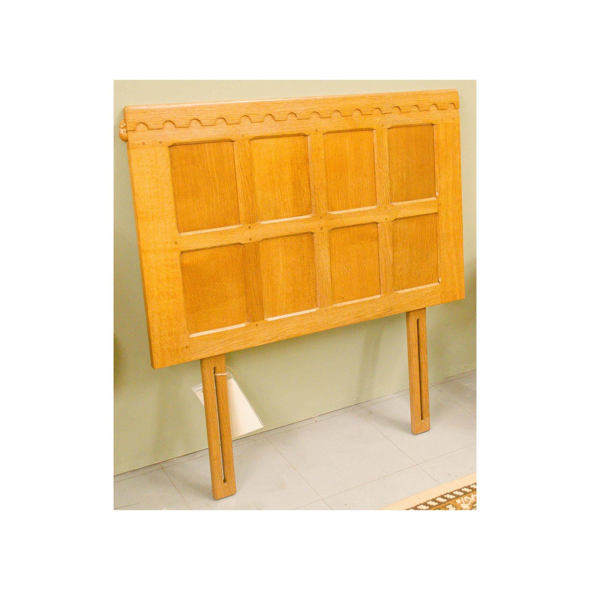 Robert 'Mouseman' Thompson Robert 'Mouseman' Thompson Arts and Crafts Blond Oak 3ft Single Headboard