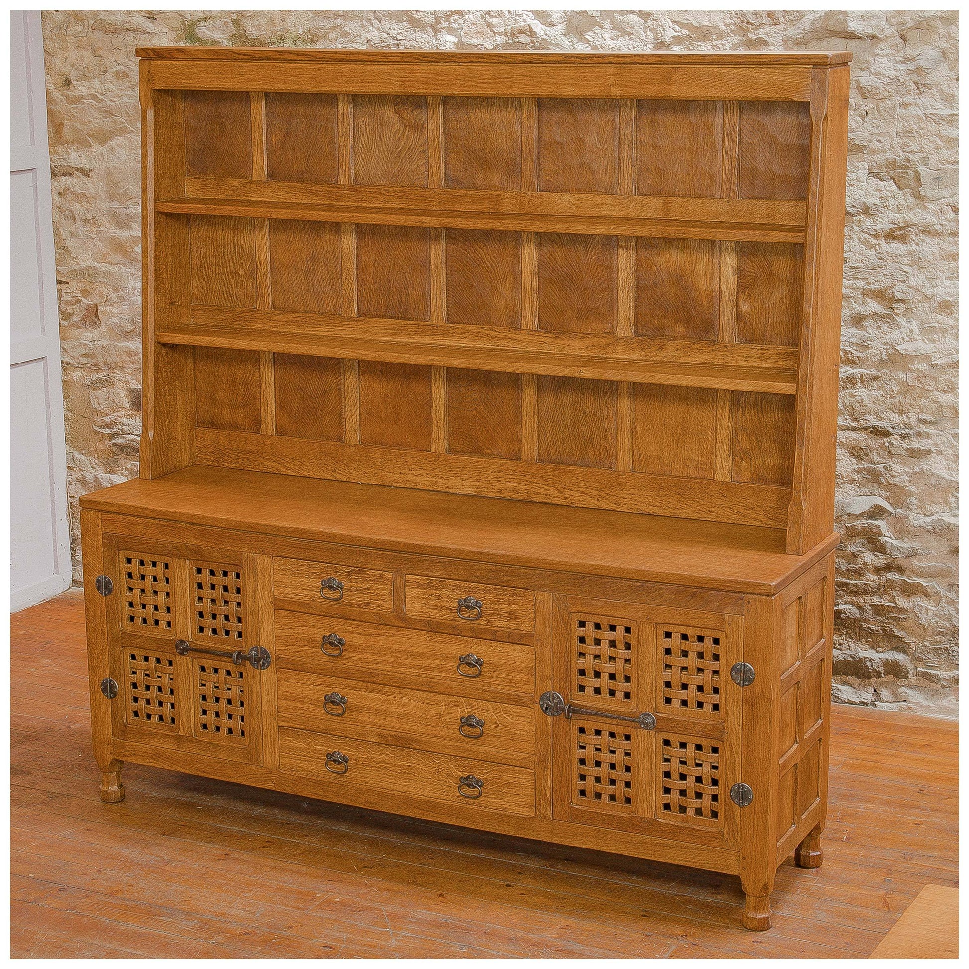 Sid Pollard [Ex-Mouseman] Arts & Crafts Yorkshire School English Oak Dresser