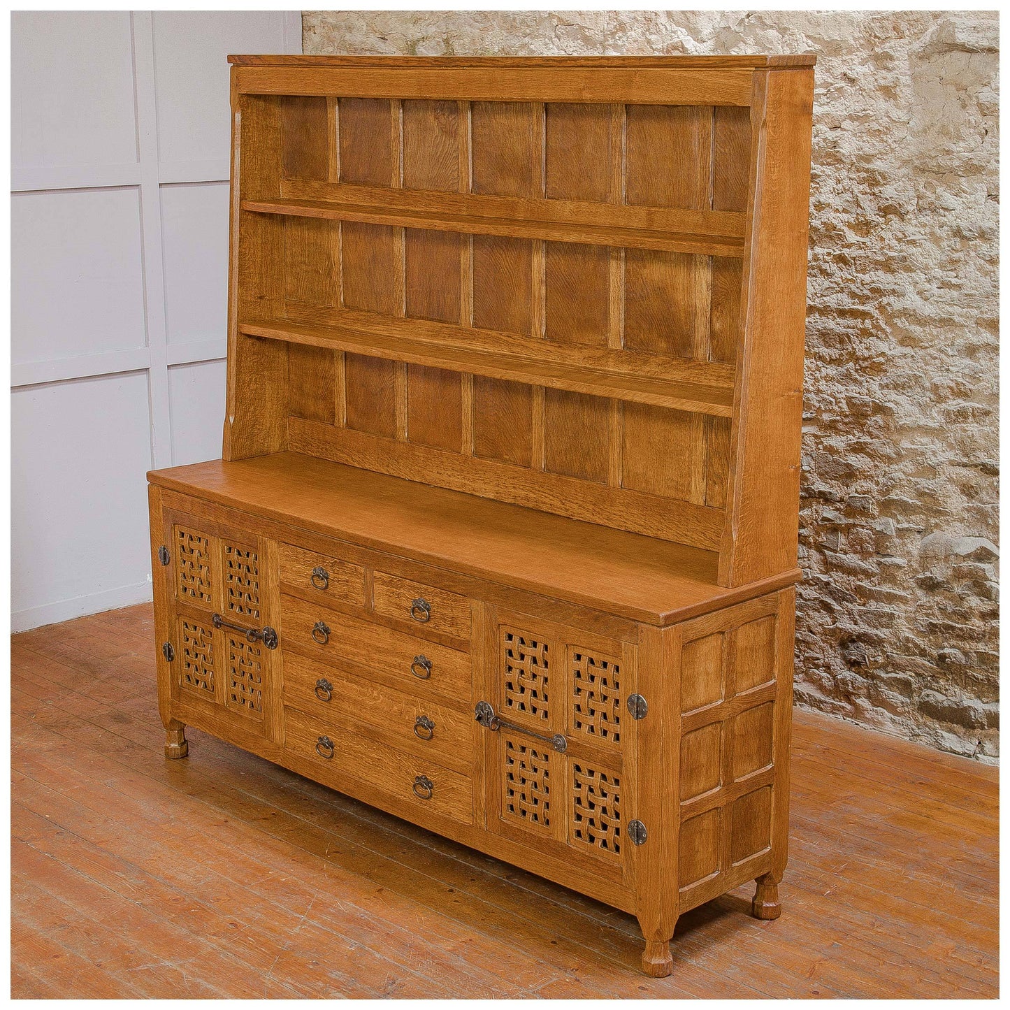 Sid Pollard [Ex-Mouseman] Arts & Crafts Yorkshire School English Oak Dresser