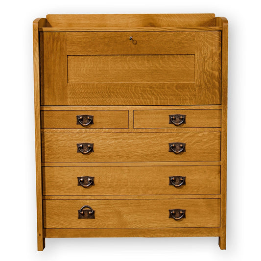 Stickley Arts & Crafts Mission School Quarter-sawn Oak Fall Front Bureau